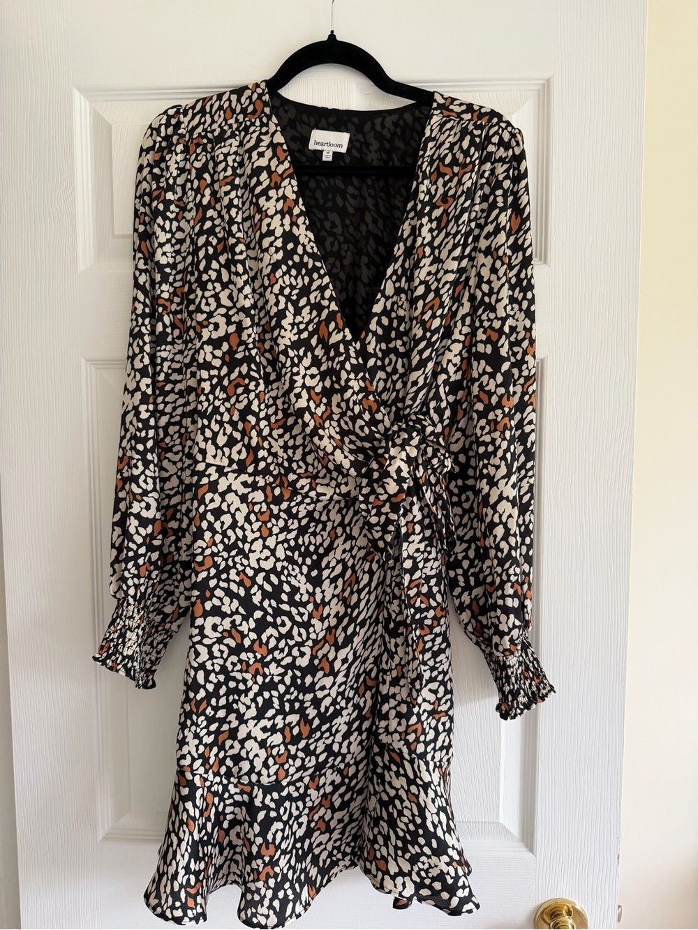 Heartloom Black Cream & Brown Spot Wrap Dress
